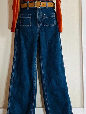 Old Navy Extra High rise dark denim Sky High Wide leg jeans, women's 00